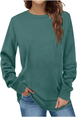TANGNADE Womens Oversized Sweatshirts Long Sleeve Crewneck Dressy Casual Pullover Lightweight Fall Tunic Tops Blouses