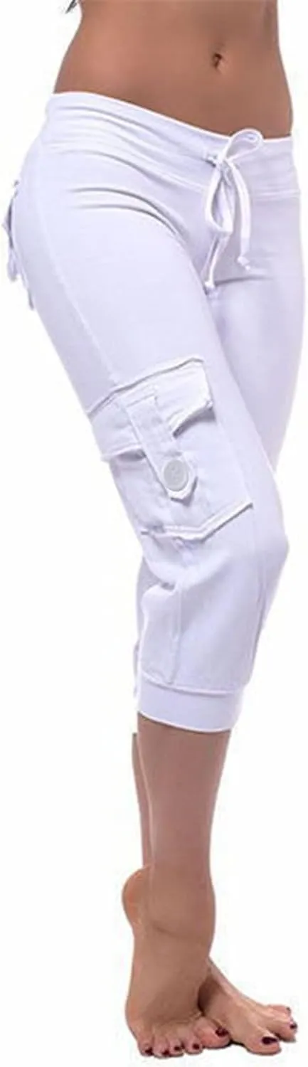 TARIENDY Cargo Capris for Women Plus Size Athletic Workout Cropped Trousers Lightweight Stretchy Jogger Pants with Pockets