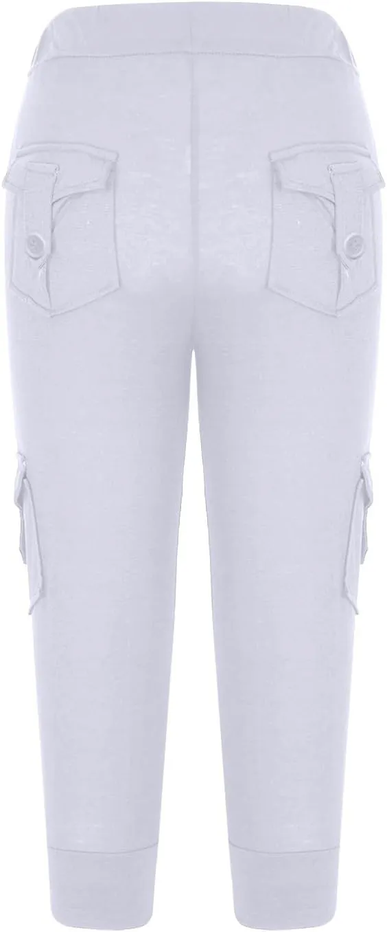 TARIENDY Cargo Capris for Women Plus Size Athletic Workout Cropped Trousers Lightweight Stretchy Jogger Pants with Pockets