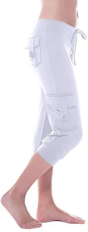 TARIENDY Cargo Capris for Women Plus Size Athletic Workout Cropped Trousers Lightweight Stretchy Jogger Pants with Pockets
