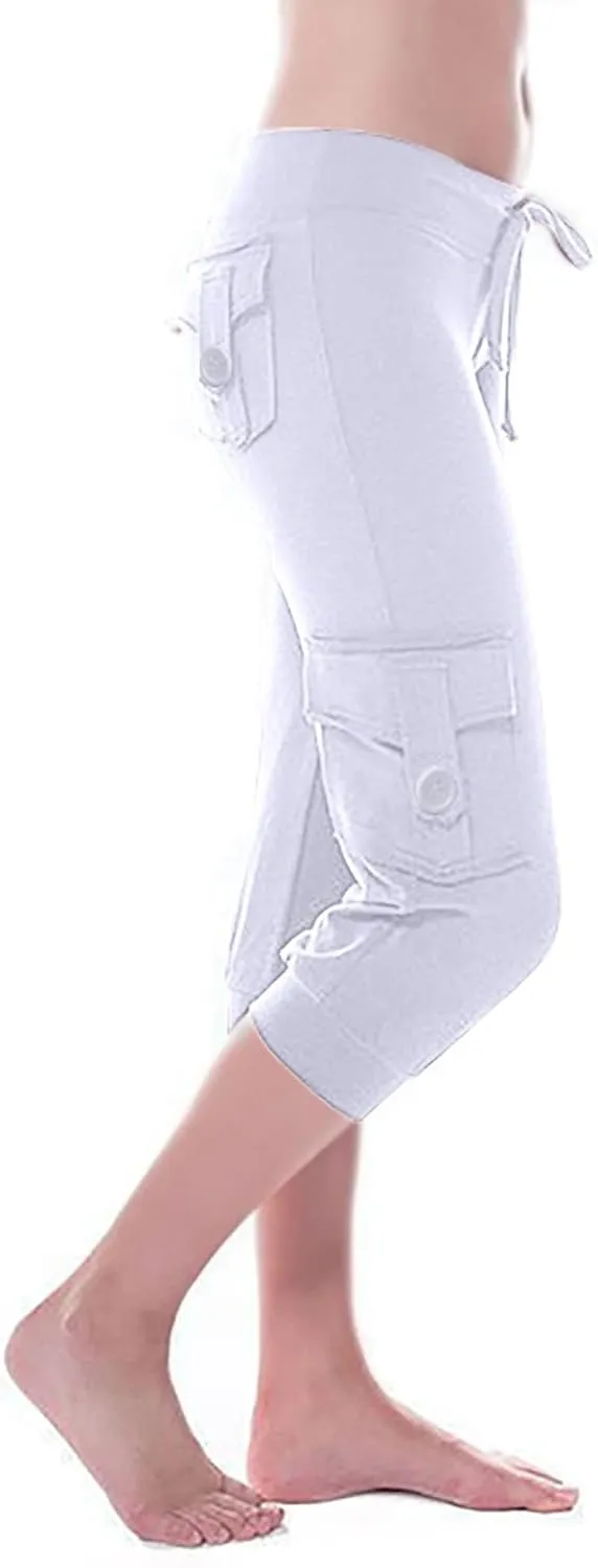 TARIENDY Cargo Capris for Women Plus Size Athletic Workout Cropped Trousers Lightweight Stretchy Jogger Pants with Pockets