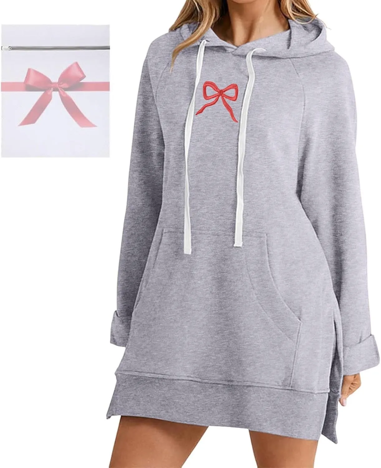 The Warmy Oversized Hoodie Dress For Women,Valentines Cute Graphic Long Sleeve Pullover Sweatshirt With Pocket