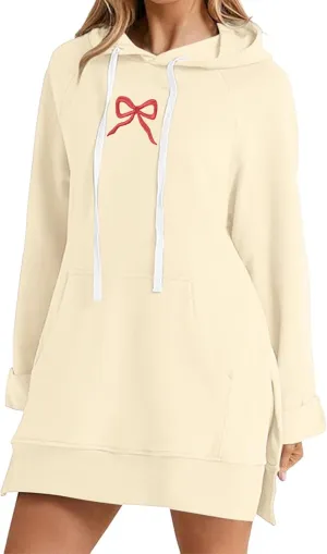 The Warmy Oversized Hoodie Dress For Women,Valentines Cute Graphic Long Sleeve Pullover Sweatshirt With Pocket