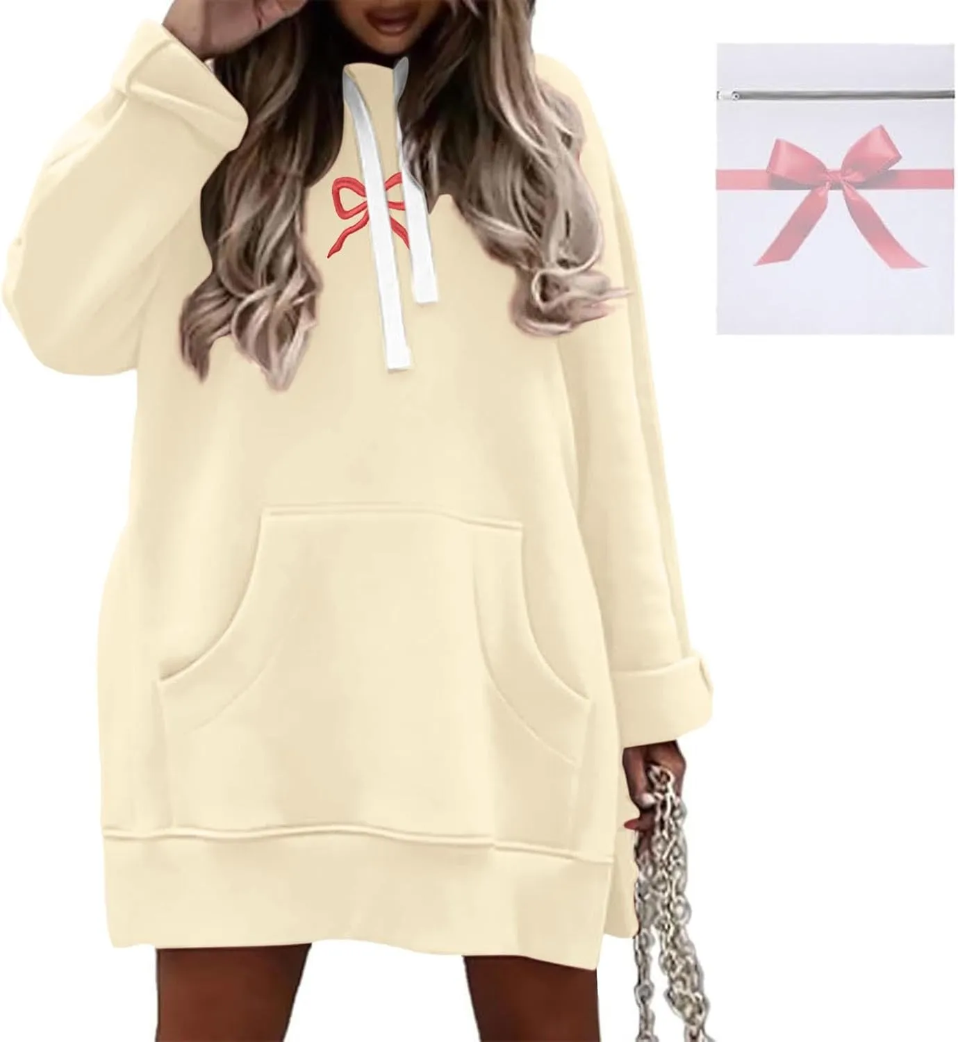 The Warmy Oversized Hoodie Dress For Women,Valentines Cute Graphic Long Sleeve Pullover Sweatshirt With Pocket