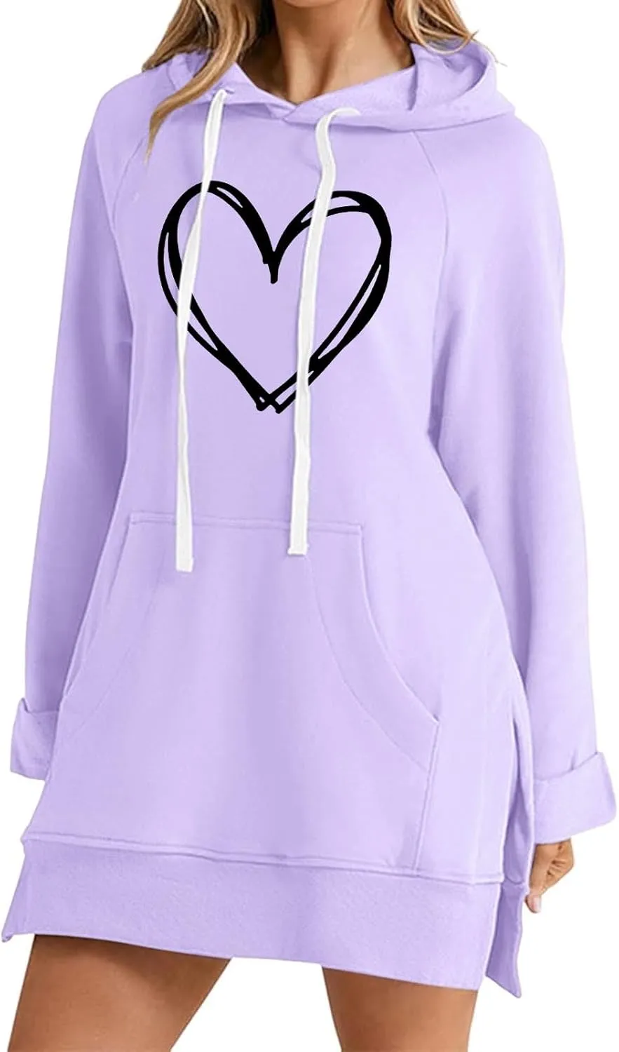 The Warmy Oversized Hoodie Dress For Women,Valentines Cute Graphic Long Sleeve Pullover Sweatshirt With Pocket