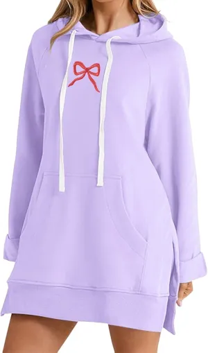 The Warmy Oversized Hoodie Dress For Women,Valentines Cute Graphic Long Sleeve Pullover Sweatshirt With Pocket