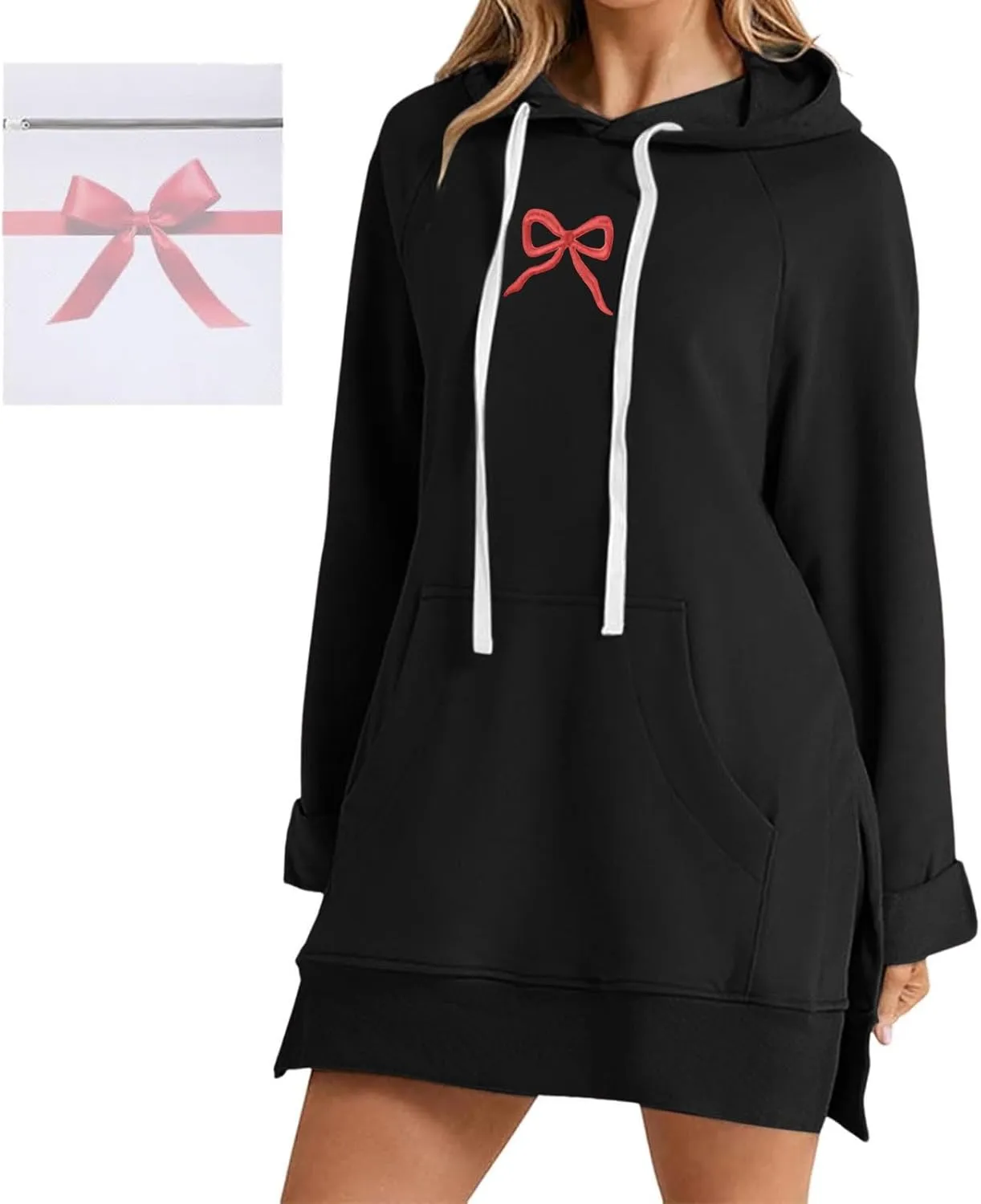 The Warmy Oversized Hoodie Dress For Women,Valentines Cute Graphic Long Sleeve Pullover Sweatshirt With Pocket