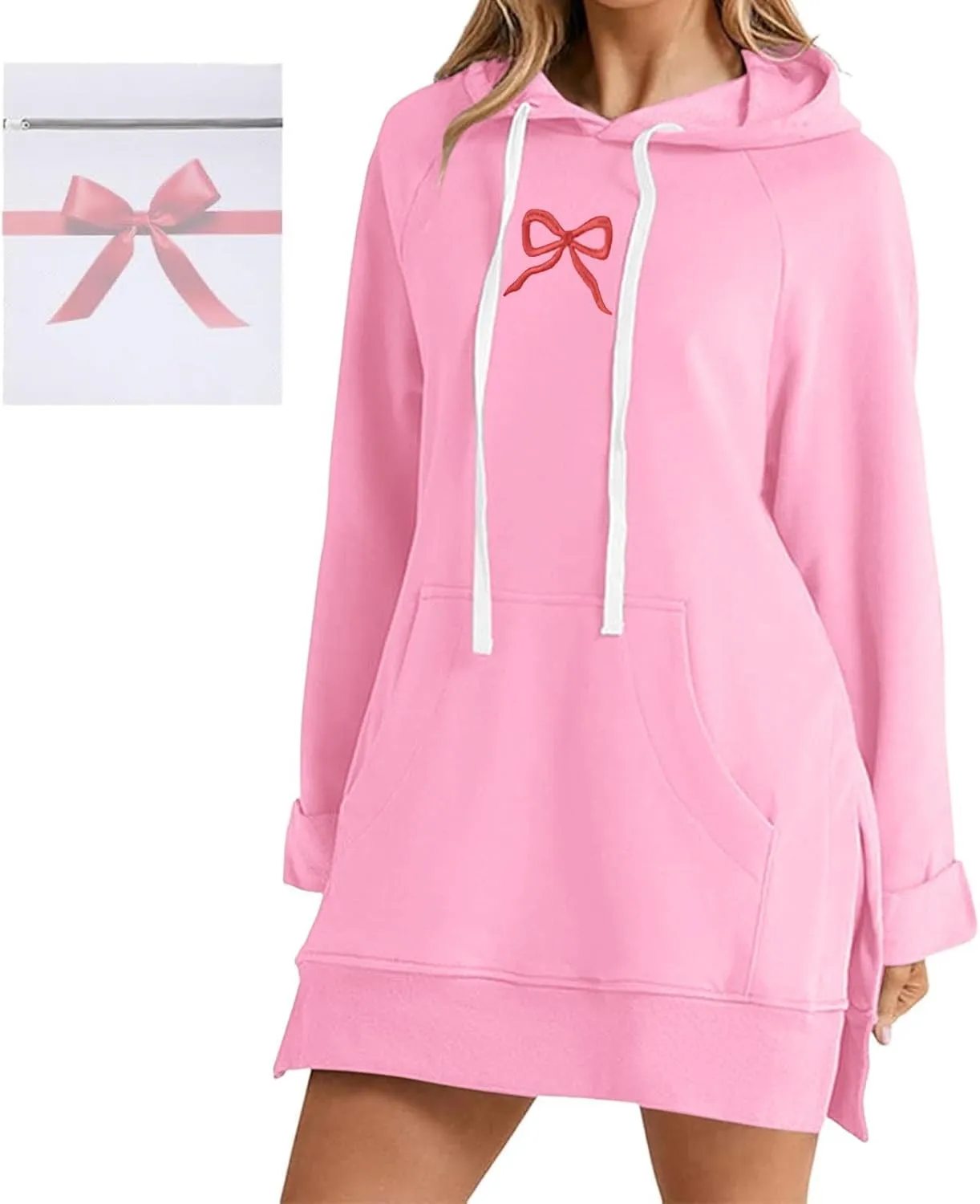 The Warmy Oversized Hoodie Dress For Women,Valentines Cute Graphic Long Sleeve Pullover Sweatshirt With Pocket