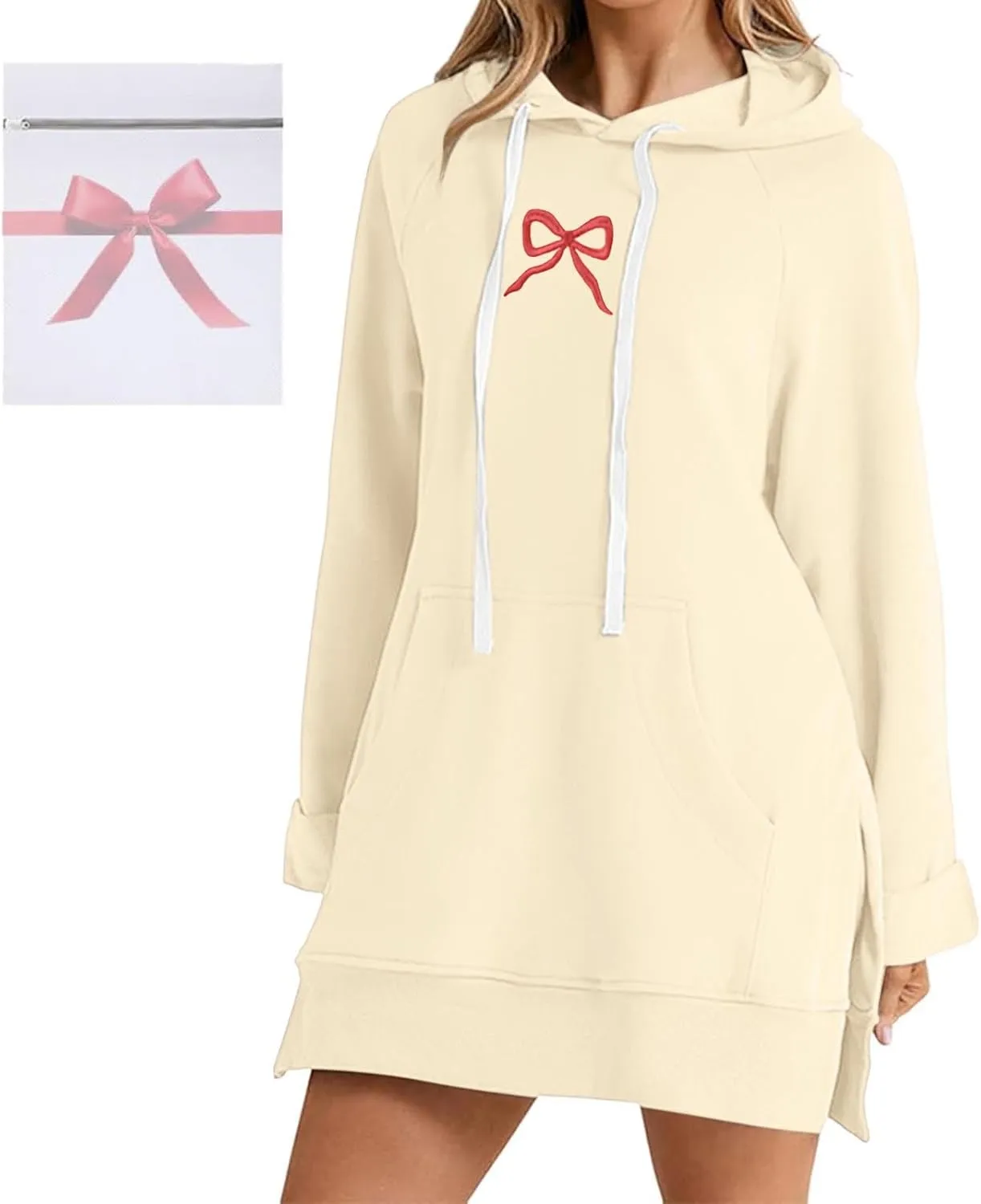 The Warmy Oversized Hoodie Dress For Women,Valentines Cute Graphic Long Sleeve Pullover Sweatshirt With Pocket