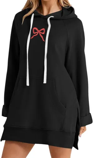 The Warmy Oversized Hoodie Dress For Women,Valentines Cute Graphic Long Sleeve Pullover Sweatshirt With Pocket