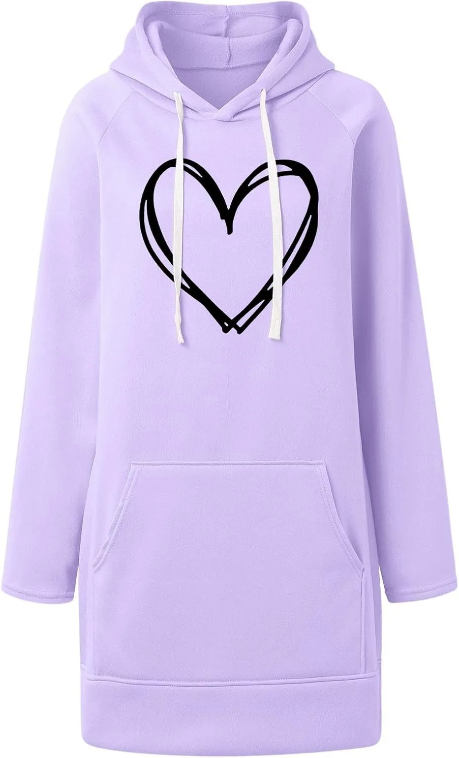 The Warmy Oversized Hoodie Dress For Women,Valentines Cute Graphic Long Sleeve Pullover Sweatshirt With Pocket