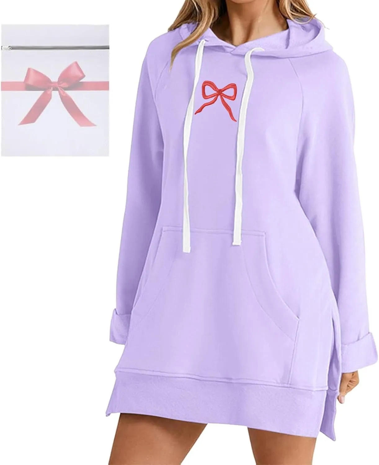 The Warmy Oversized Hoodie Dress For Women,Valentines Cute Graphic Long Sleeve Pullover Sweatshirt With Pocket