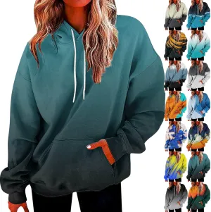 Tie Dye Oversized Hoodie for Women Long Sleeve Loose Fit Pullover Sweatshirts Drawstring Casual Hooded Fall Clothes