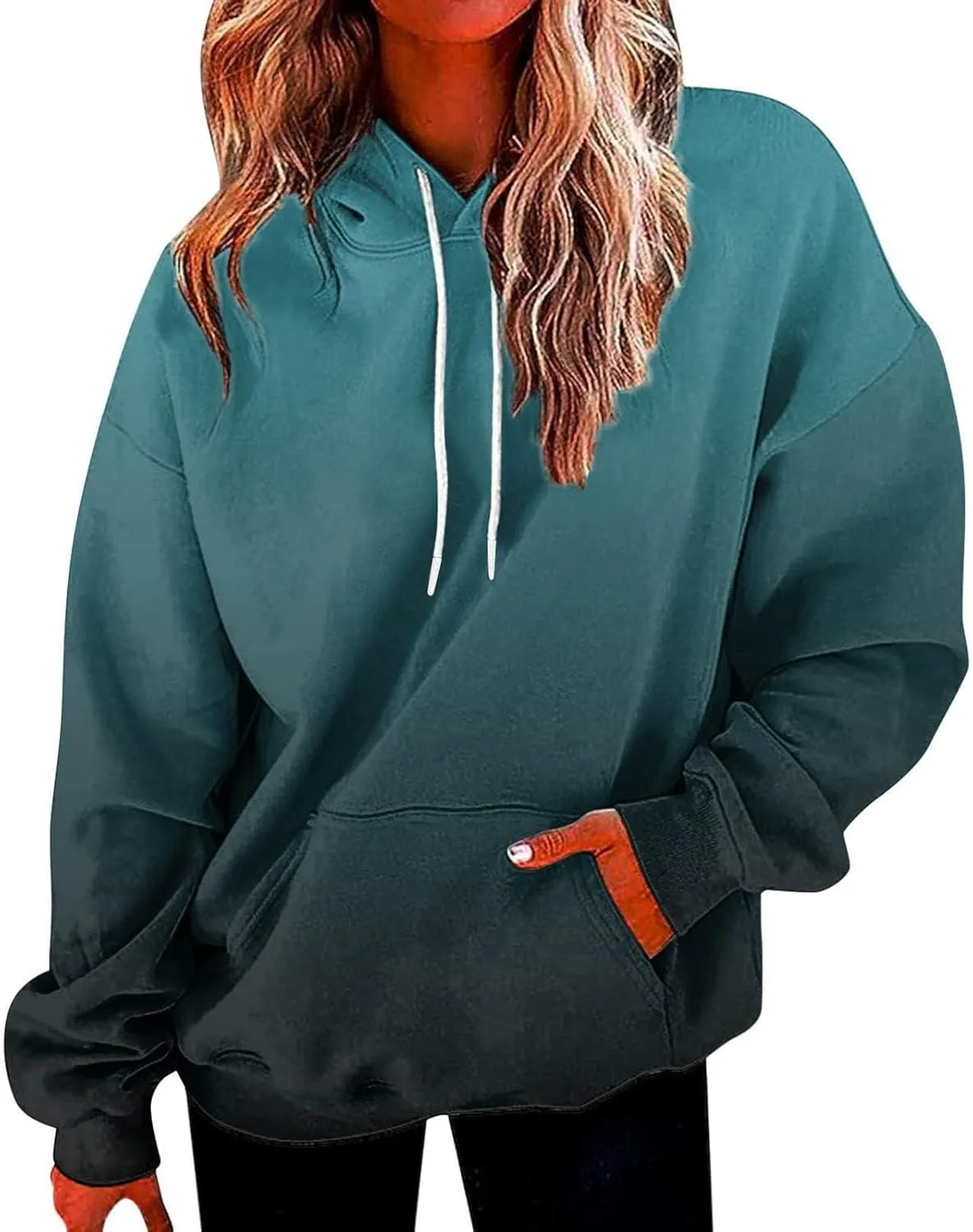 Tie Dye Oversized Hoodie for Women Long Sleeve Loose Fit Pullover Sweatshirts Drawstring Casual Hooded Fall Clothes