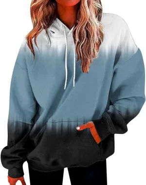 Tie Dye Oversized Hoodie for Women Long Sleeve Loose Fit Pullover Sweatshirts Drawstring Casual Hooded Fall Clothes