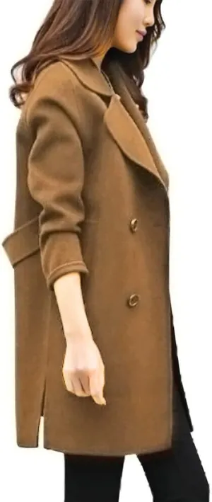 TIMIFIS Wool Coats for Women Winter Plus Size Trench Coat Casual Lapel Button Long Jacket Solid Color Soft Warm Outerwear