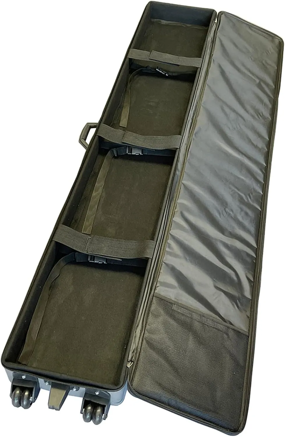 Trade Show Suitcase - Durable Canvas Rolling Travel Bag with Inner Strap, 2 Wheels with Support Legs, Large Capacity (63" x 10" x 3")