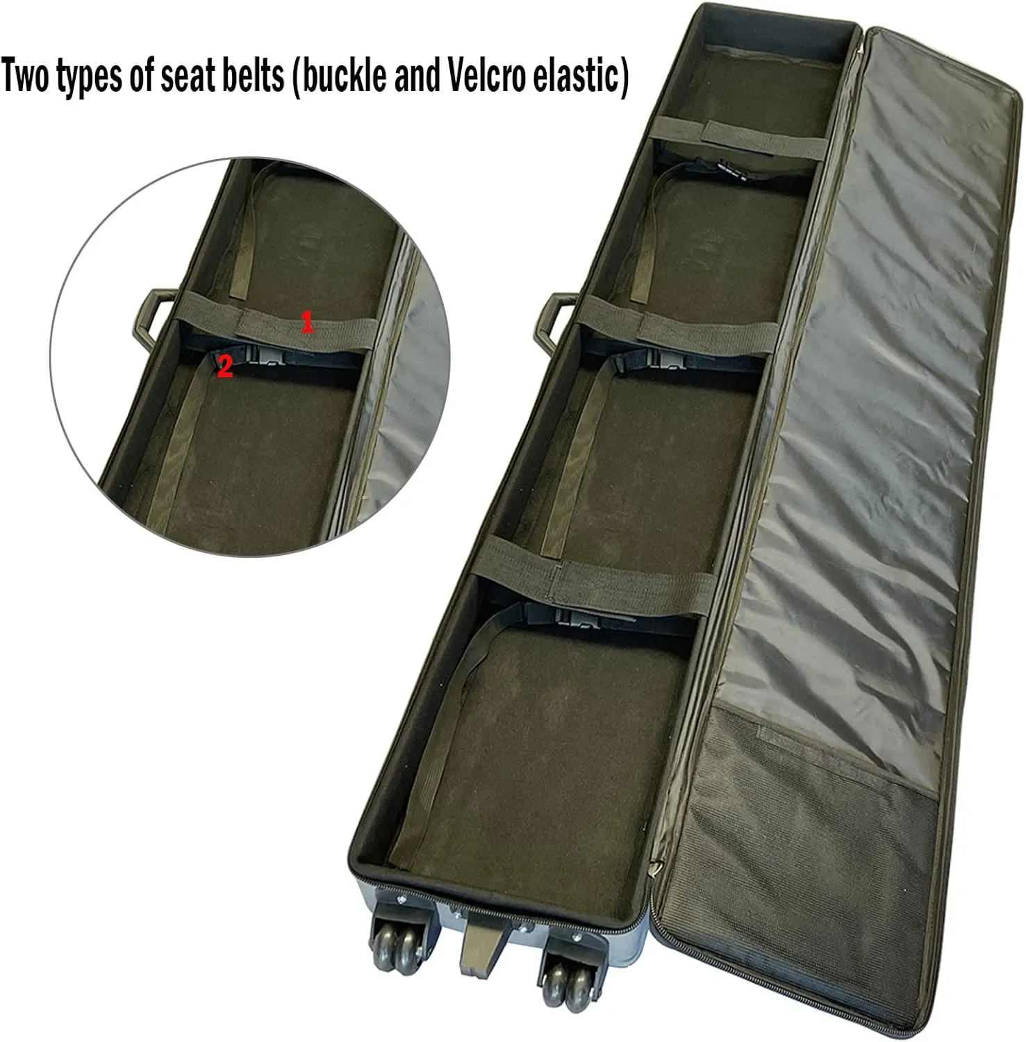 Trade Show Suitcase - Durable Canvas Rolling Travel Bag with Inner Strap, 2 Wheels with Support Legs, Large Capacity (63" x 10" x 3")