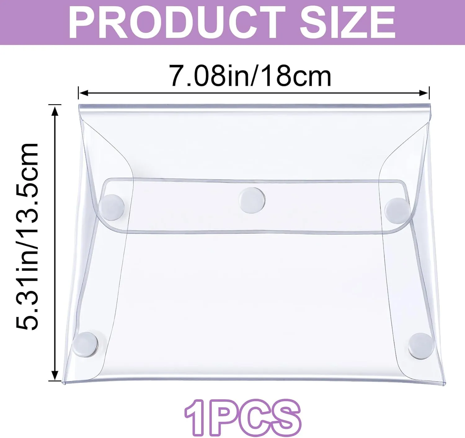 Transparent Makeup Bag, Large Waterproof PVC Cosmetic Pouch Case, Multifunctional Clear Travel Organizer with Snap Closure for Lipstick Facial Cleanser Shampoo Stationery Storage