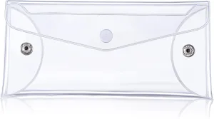 Transparent Makeup Bag, Medium Waterproof PVC Cosmetic Pouch Case, Multifunctional Clear Travel Organizer with Snap Closure for Lipstick Facial Cleanser Shampoo Stationery Storage
