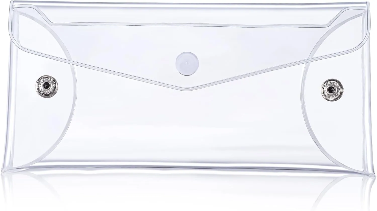 Transparent Makeup Bag, Medium Waterproof PVC Cosmetic Pouch Case, Multifunctional Clear Travel Organizer with Snap Closure for Lipstick Facial Cleanser Shampoo Stationery Storage
