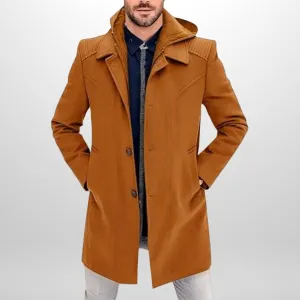 Trench Coat Mens Fall Winter Slim Fit Casual Single Breasted Coat Mid-Length Thermal Business Peacoat Warm Soft Jacket