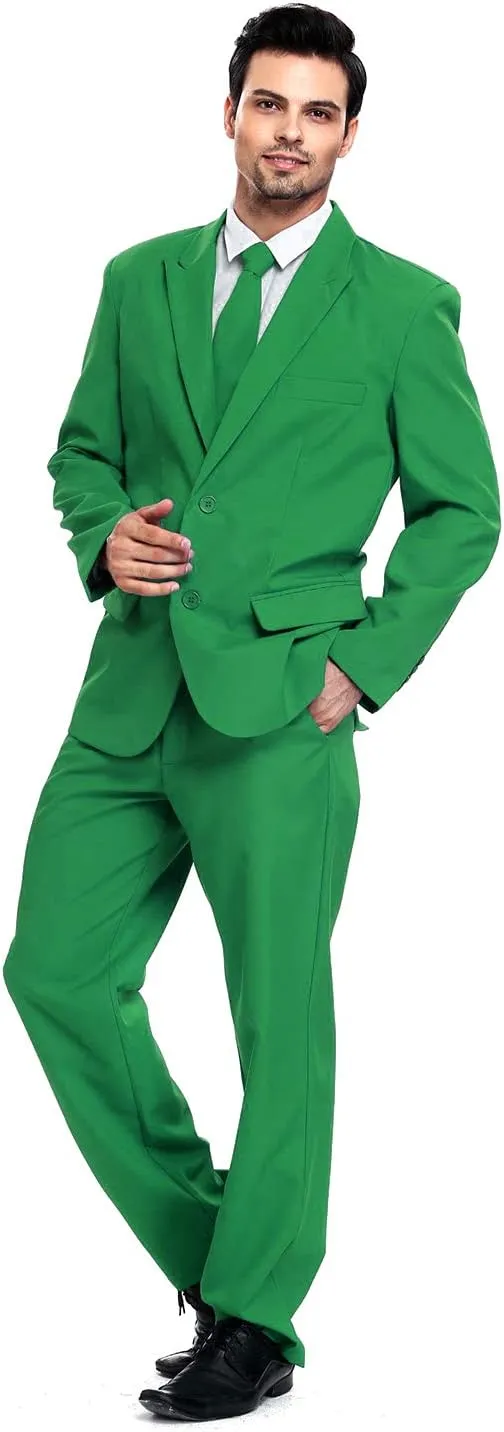 U LOOK UGLY TODAY Men's Party Suit Solid Color Prom Suit for Themed Party Events Clubbing Jacket with Tie Pants