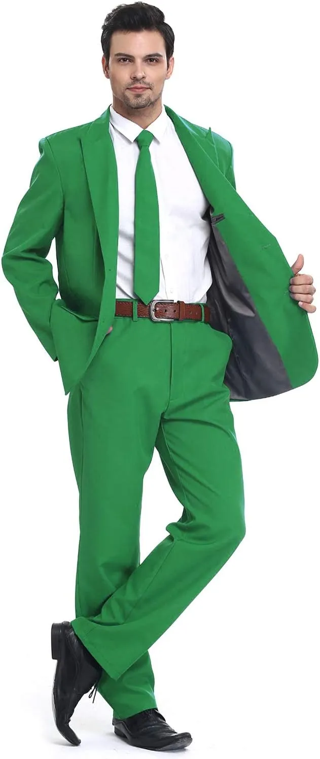 U LOOK UGLY TODAY Men's Party Suit Solid Color Prom Suit for Themed Party Events Clubbing Jacket with Tie Pants
