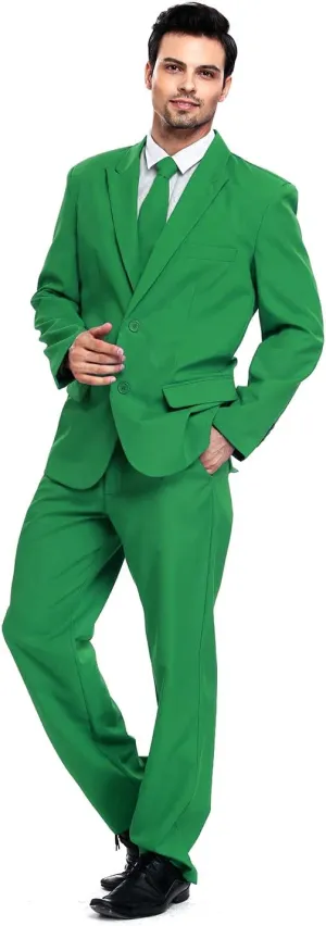 U LOOK UGLY TODAY Men's Party Suit Solid Color Prom Suit for Themed Party Events Clubbing Jacket with Tie Pants
