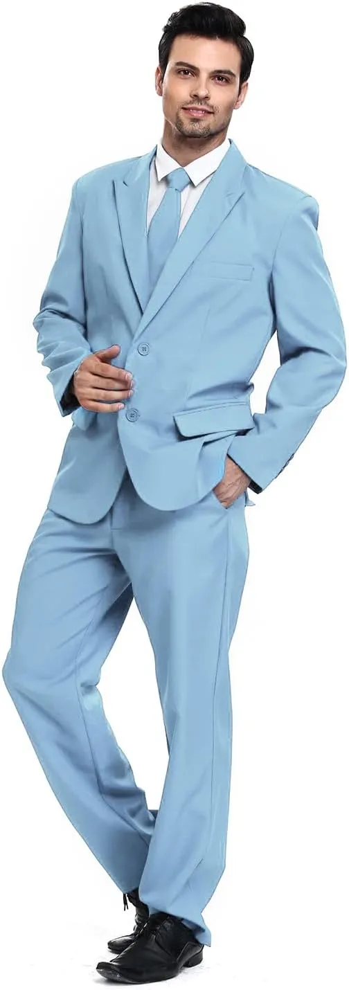 U LOOK UGLY TODAY Men's Party Suit Solid Color Prom Suit for Themed Party Events Clubbing Jacket with Tie Pants