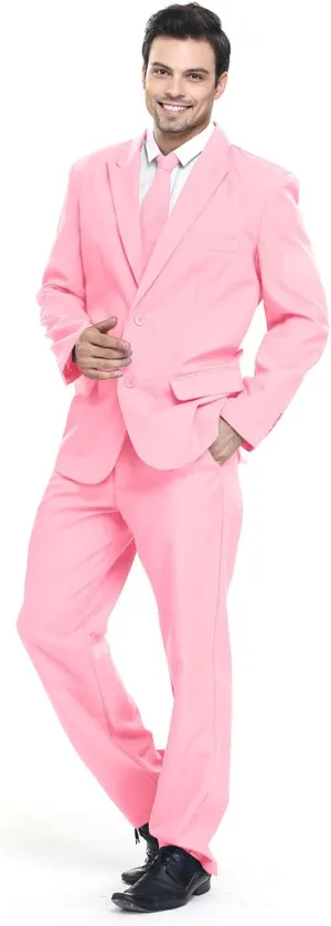 U LOOK UGLY TODAY Men's Party Suit Solid Color Prom Suit for Themed Party Events Clubbing Jacket with Tie Pants