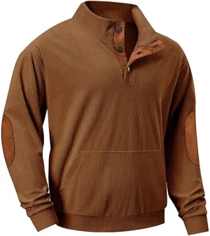 Ugly Christmas Sweatshirts for Men 1/4 Button Stand Collar Pullover Xmas Tree Printed Graphic Long Sleeve Polo Shirt