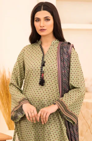 Unstitched 2 Piece Printed Khaddar Shirt and Acrylic Shawl Dupatta (NRDS-348/U GREEN)