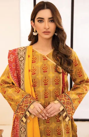 Unstitched 3 Piece Printed Khaddar Shirt, Pant and Khaddar Shawl Dupatta (OTL-21-311/U BEIGE)