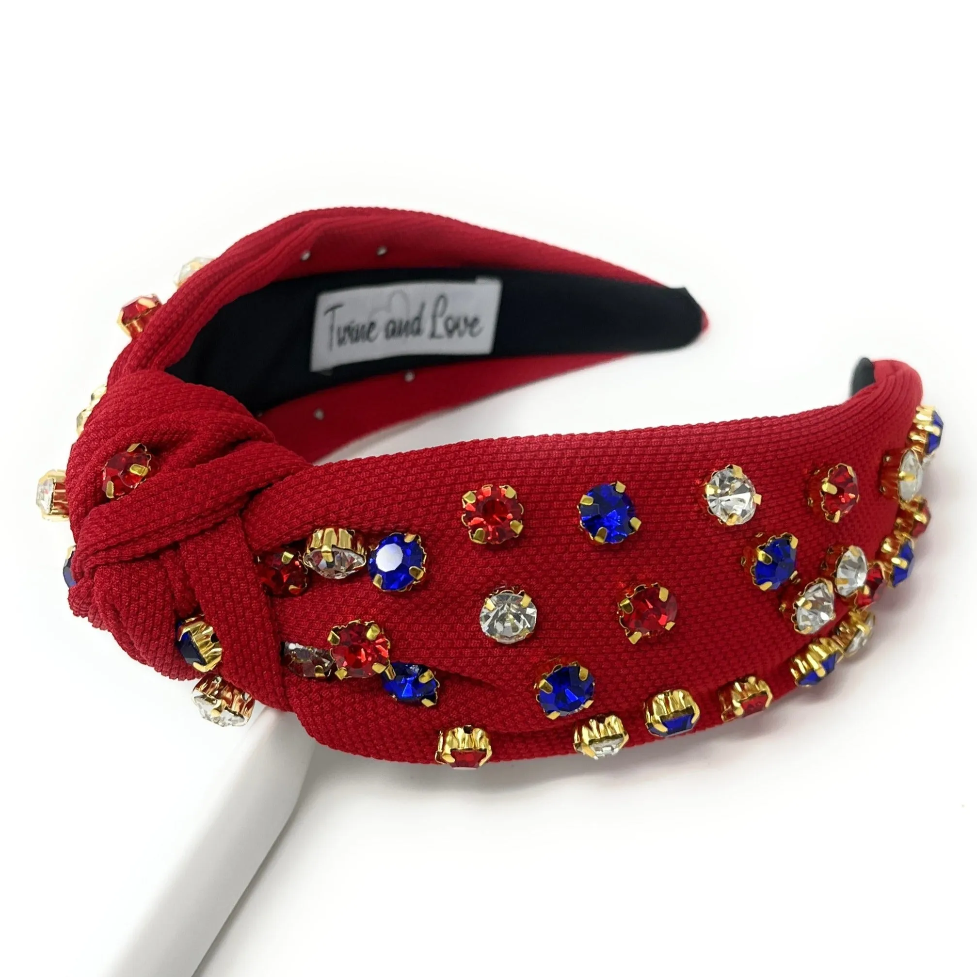 USA Red Jeweled Knot Headband