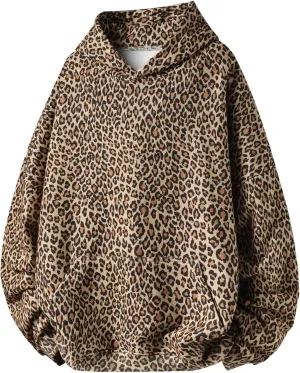VCM Leopard Print Hoodie Cheetah Hoodies for Women Y2k Camo Womens Pullover Y2k Graphic Oversized Sweatshirt