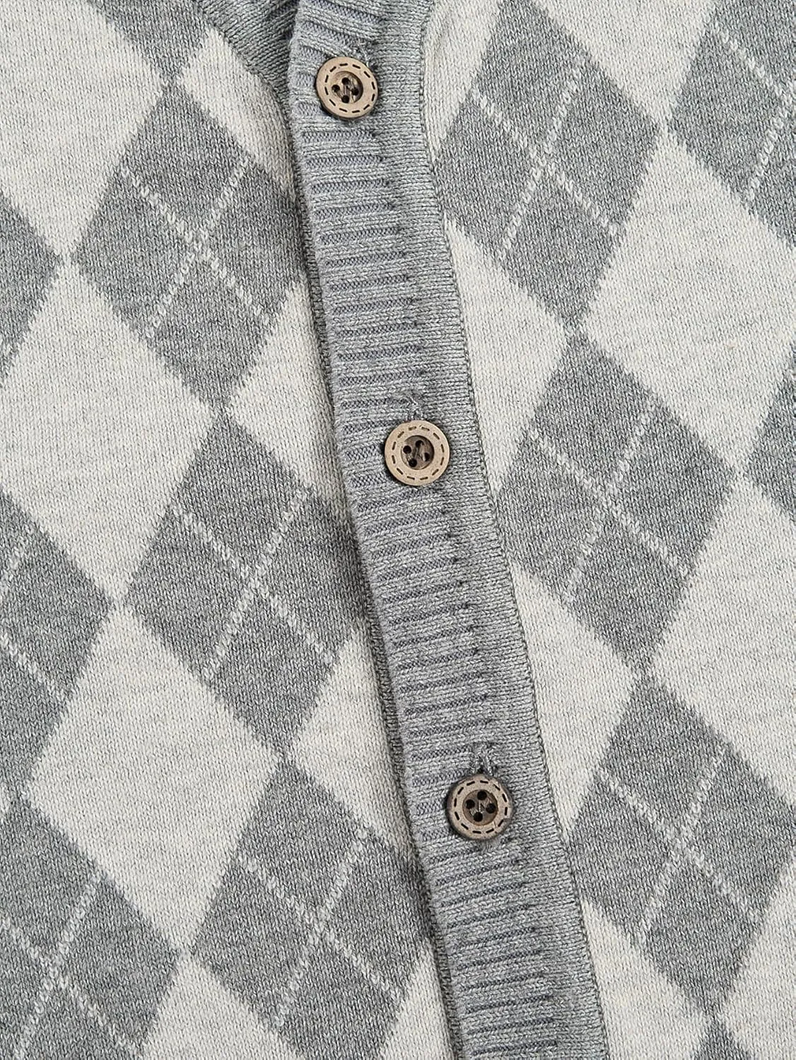 Verdusa Boy's Sweater Vest Button Up Sleeveless Argyle Print Knit V Neck Cardigan Sweaters Top