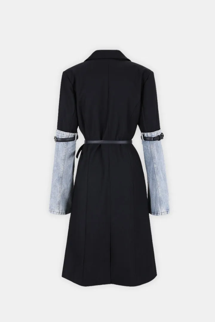Vesta Trench Coat With Denim Details