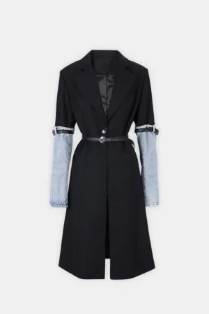 Vesta Trench Coat With Denim Details
