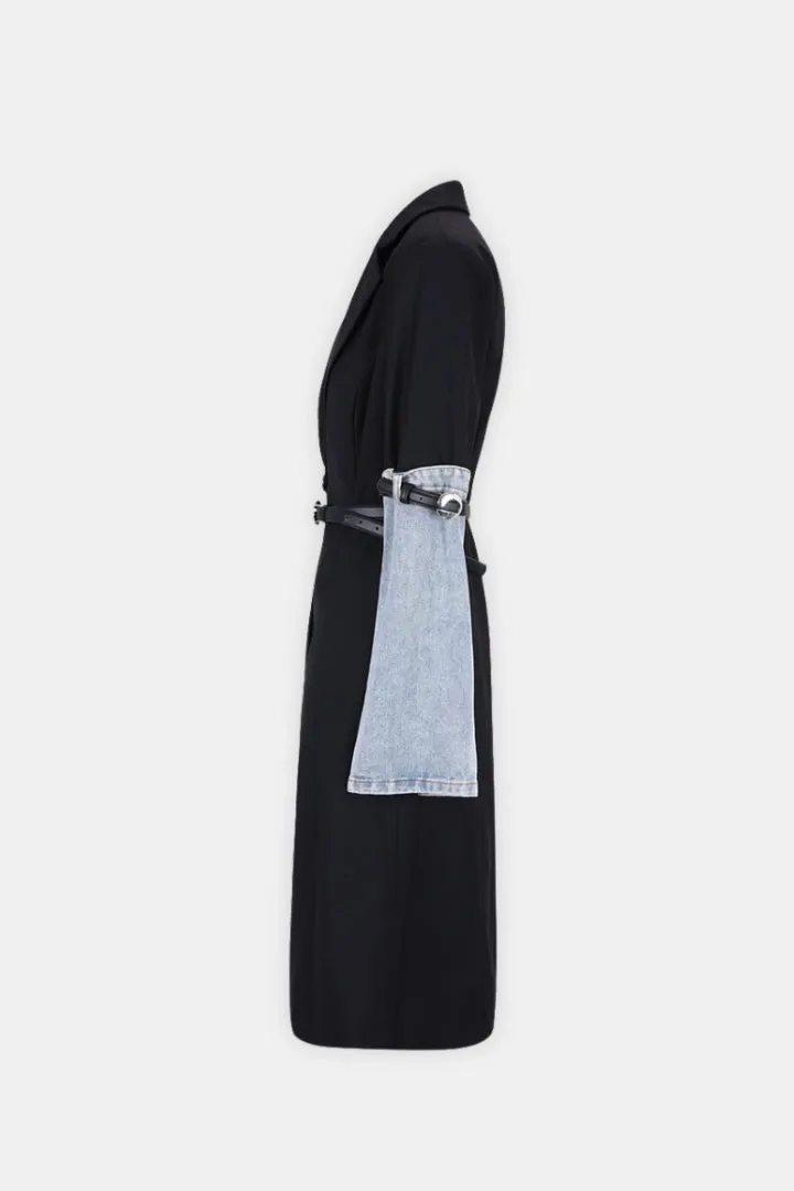 Vesta Trench Coat With Denim Details