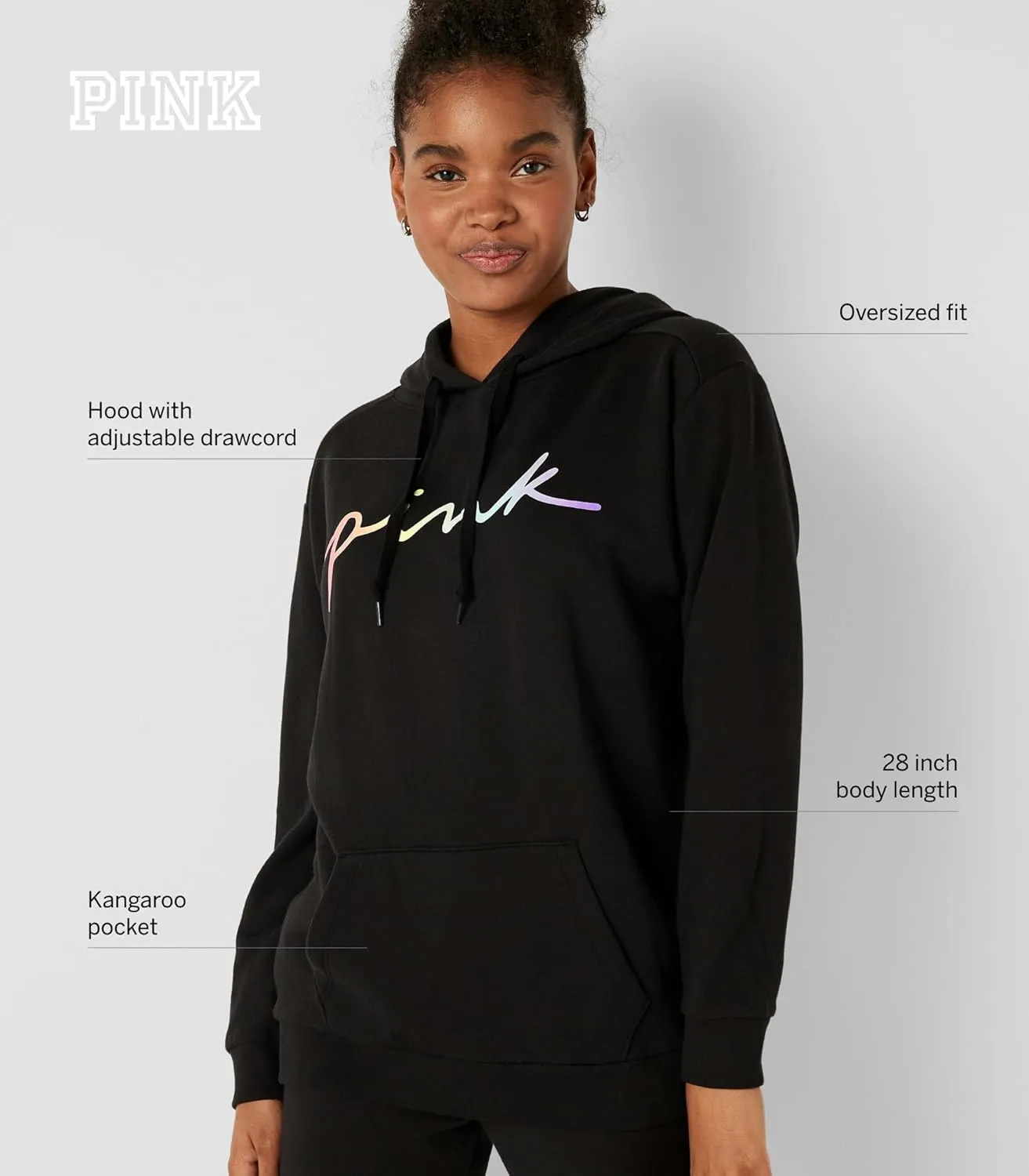 Victoria's Secret Women's PINK Logo Campus Hoodie Sweatshirt (XS-XXL)