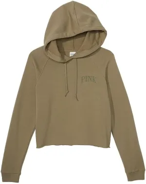 Victoria's Secret Women's PINK Logo Cropped Campus Hoodie Sweatshirt (XS-XXL)