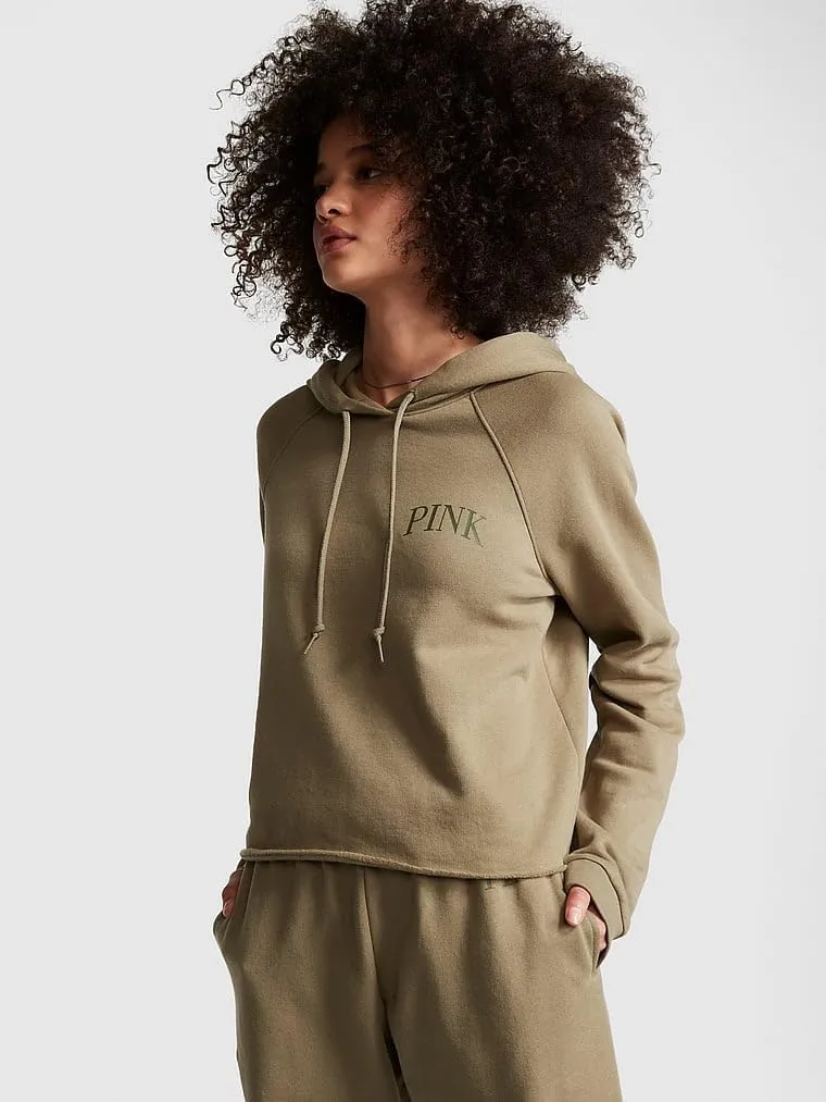 Victoria's Secret Women's PINK Logo Cropped Campus Hoodie Sweatshirt (XS-XXL)