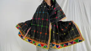 Vintage Rabari Wool Shawl & Throw. Embroidered. 0265