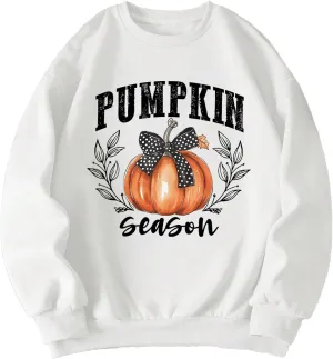 WDIRARA Women's Graphic Print Cute Long Sleeve Cute Sweatshirts Crew Neck Halloween Pullovers