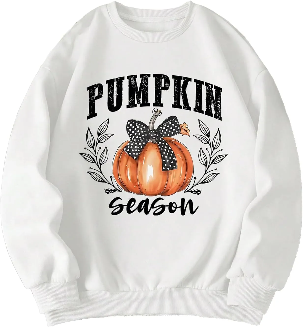 WDIRARA Women's Graphic Print Cute Long Sleeve Cute Sweatshirts Crew Neck Halloween Pullovers