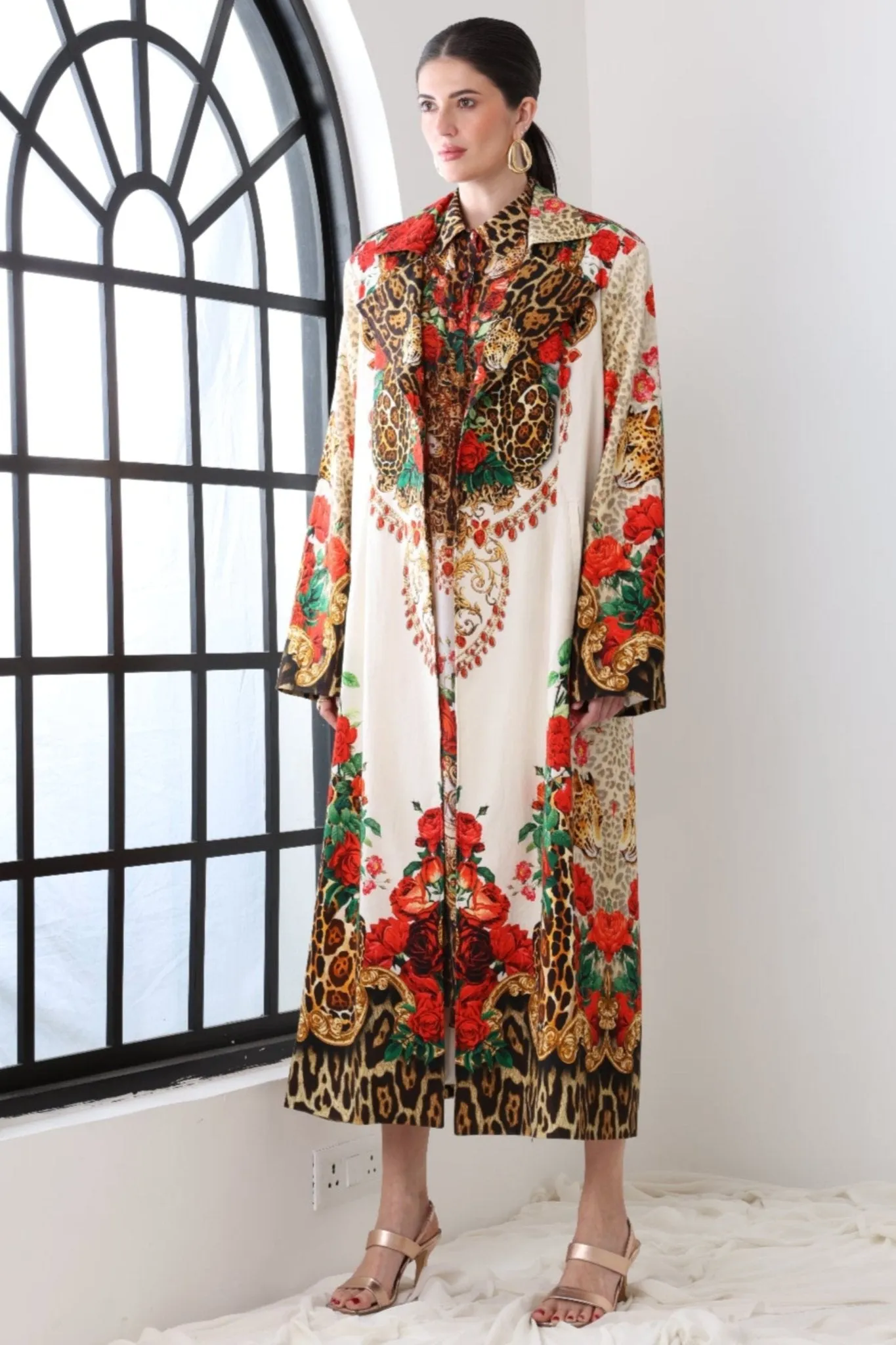 WHITE LEOPARDESS TRENCH COAT