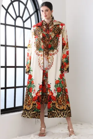 WHITE LEOPARDESS TRENCH COAT