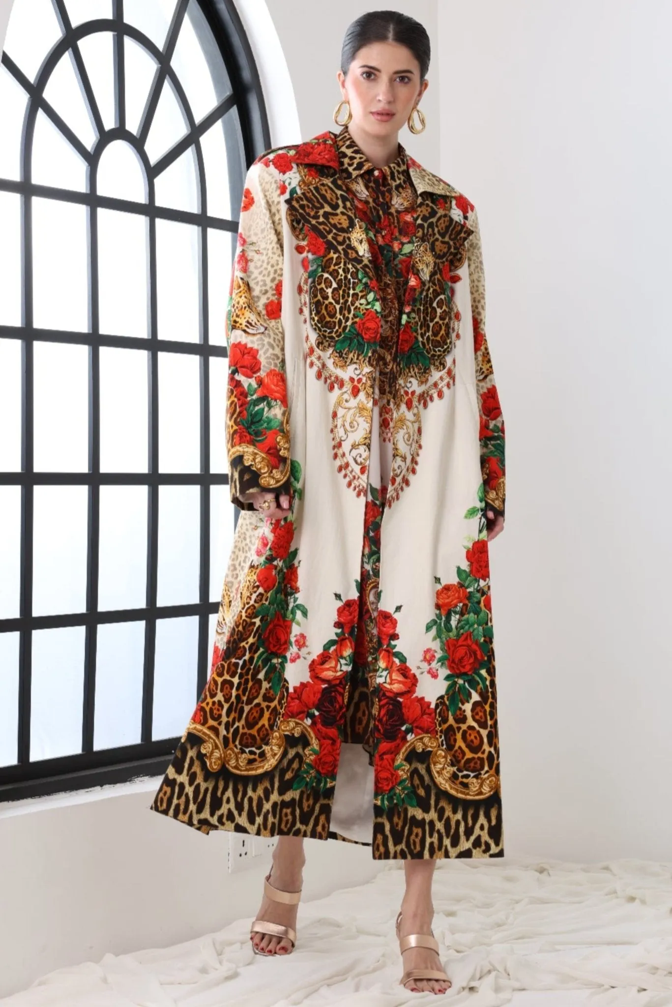 WHITE LEOPARDESS TRENCH COAT