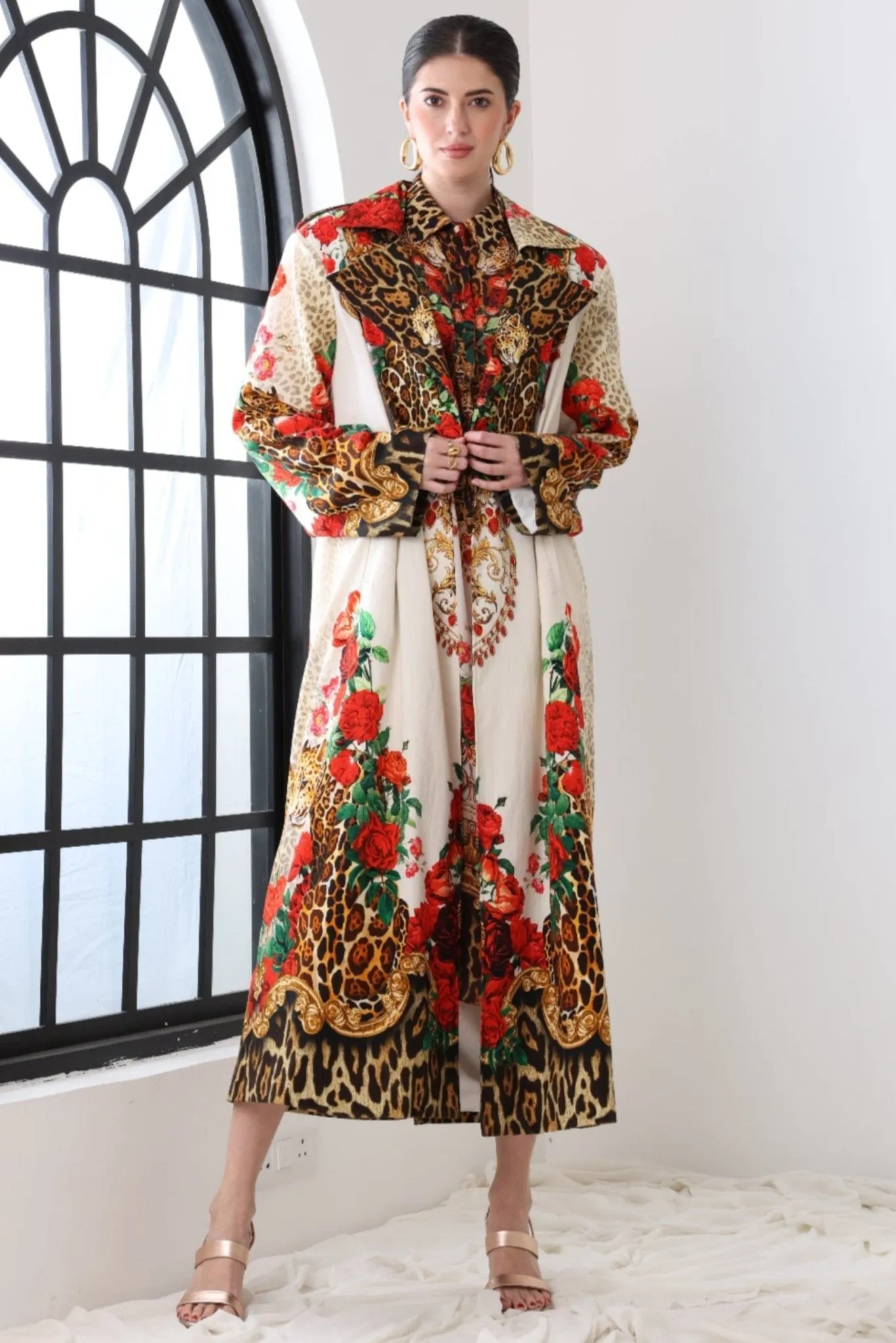 WHITE LEOPARDESS TRENCH COAT